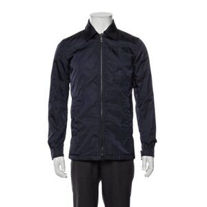 Prada Authentic Mens Solid Dark Blue Utility Windbreaker Jacket 40 US Small